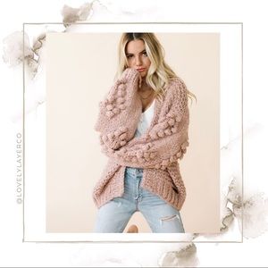 NWOT Chunky Knit Heart Sleeve Cardigan Sweater